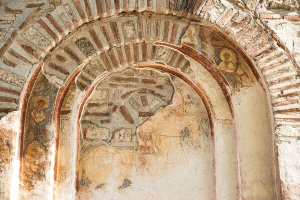 St. George or Nicetas on horseback and the martyrs in a vine scroll