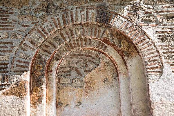 St. George or Nicetas on horseback and the martyrs in a vine scroll