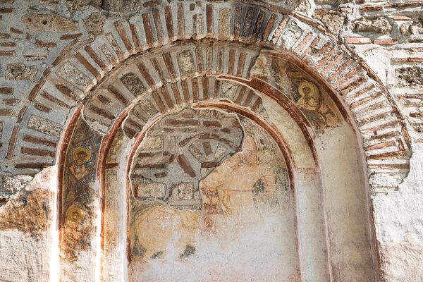 St. George or Nicetas on horseback and the martyrs in a vine scroll