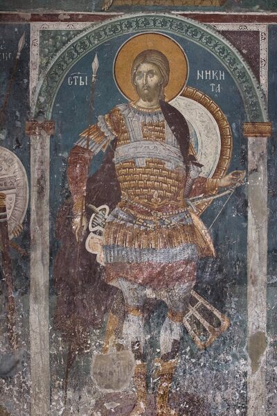 St. Nicetas as the patron saint of the church, detail