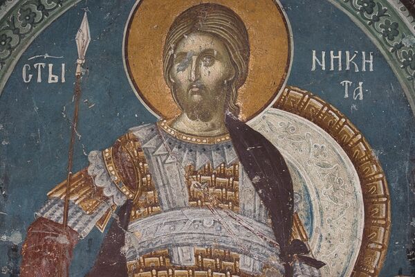 St. Nicetas as the patron saint of the church, detail
