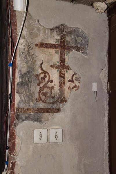 Flowered cross with cryptogram