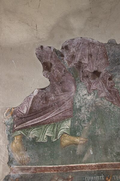 Holy Mother of God Oranta and the Archangels Michael and Gabriel, detail
