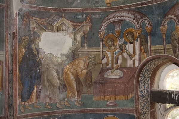 Communion of the Apostles, detail