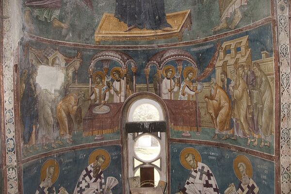 Communion of the Apostles and Service of the Liturgy, detail