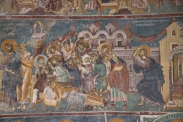 Christ drives the merchants out of the Temple