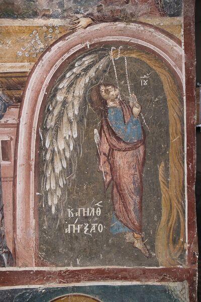 Remorse and the suicide of Judas, detail