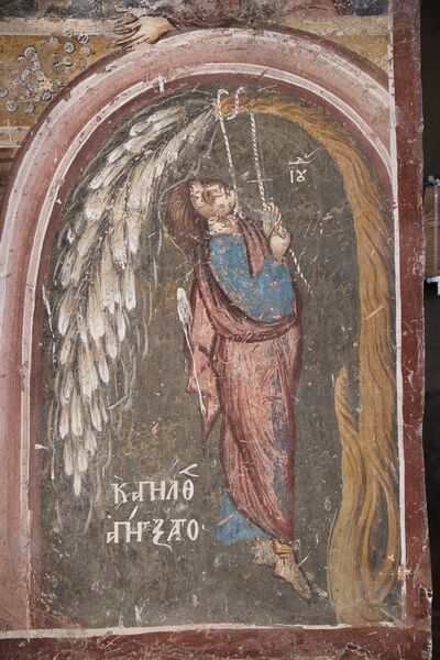 Remorse and the suicide of Judas, detail