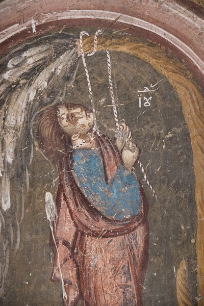 Remorse and the suicide of Judas, detail