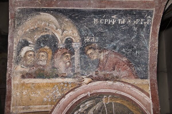 Remorse and the suicide of Judas, detail