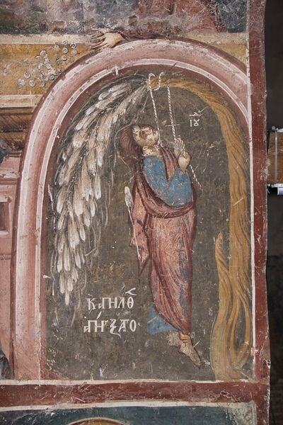 Remorse and the suicide of Judas, detail