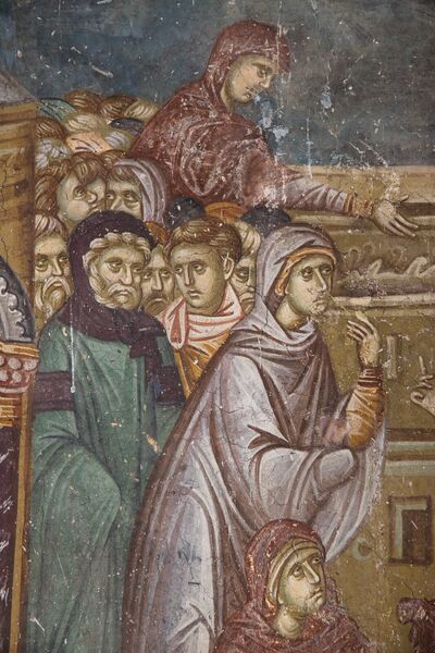 Christ with Martha and Mary, detail