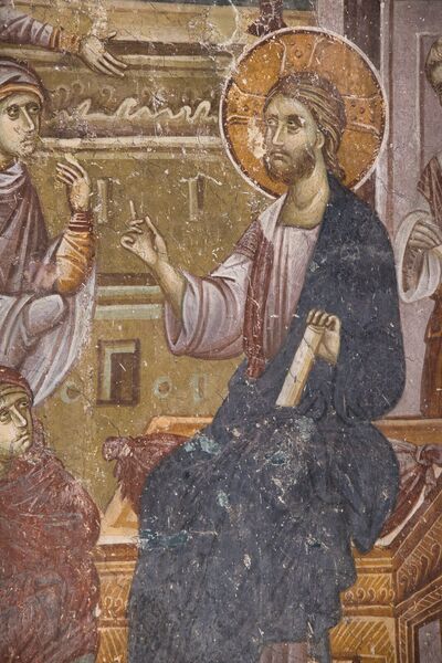 Christ with Martha and Mary, detail