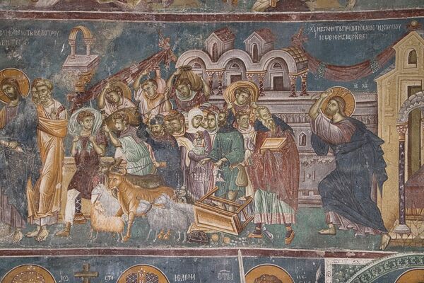 Christ drives the merchants out of the Temple