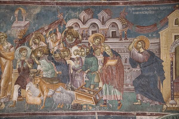 Christ drives the merchants out of the Temple