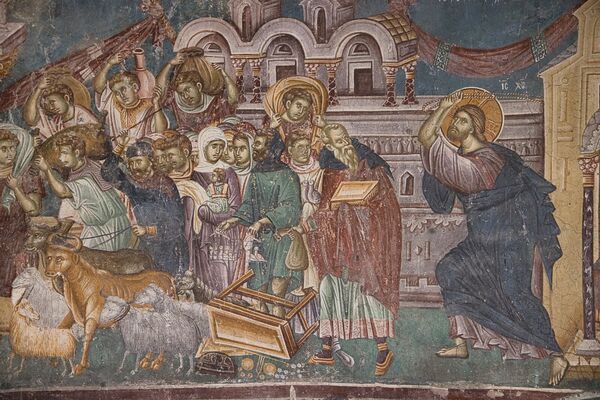Christ expels the merchants from the Temple, detail