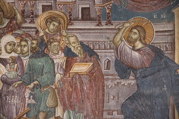 Christ expels the merchants from the Temple, detail