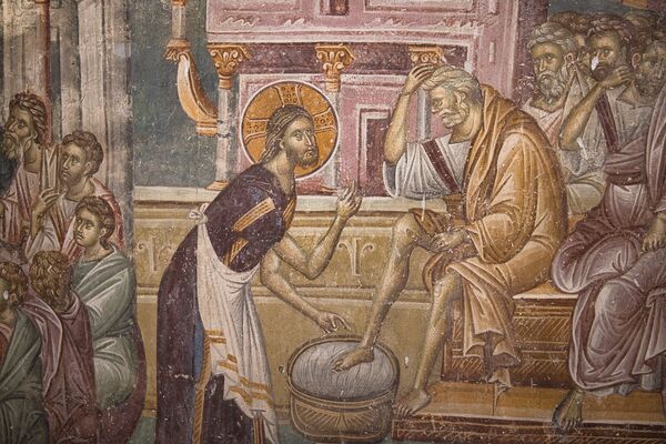 Washing of the feet, detail