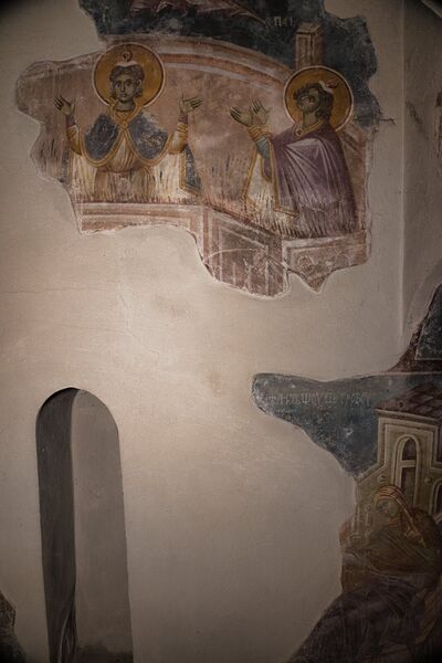 Three Jewish young men in a fiery furnace