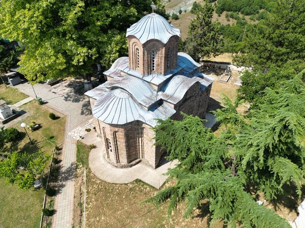 View from above of the church from the northeast