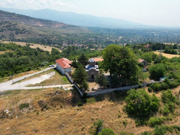 View of the church and the surroundings from above 