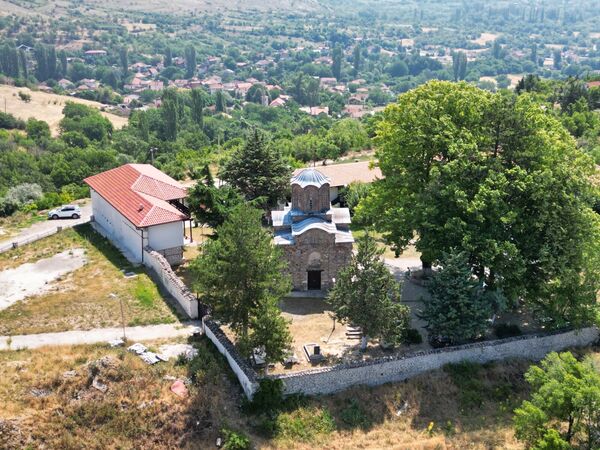 View from above of the church and the surroundings