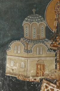 The model of the church holding King Milutin