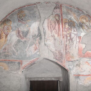 Frescoes on the west wall of the naos