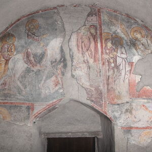 Frescoes on the west wall of the naos