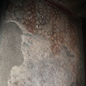 Fresco ornament in the window on the north wall of the western bay