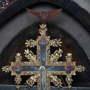 Iconostasis cross and the Deesis below