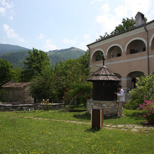 Monastery courtyard and the Church of Saint Nicholas