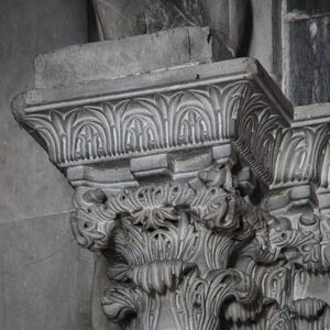 Capital on north side of the portal
