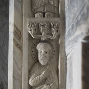 South doorpost with figures of the apostles