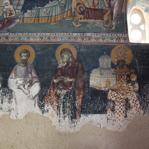 View of the first register of frescoes on the south wall