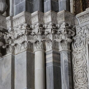 Capitals and jambs on the north side of the portal