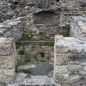 Archaeological remains of buildins along the east and north walls of the monastery