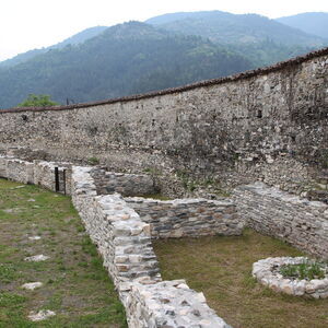 Archaeological remains of buildins along the east and north walls of the monastery