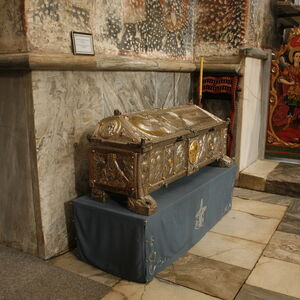 Recently made casket with the Holy Relics of Ana-Anastasija Nemanjic, wife of Stefan Nemanja