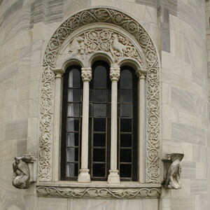 Three-light window on the sanctuary apse