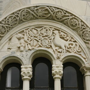 Tympanum of the three-light window on the sanctuary apse