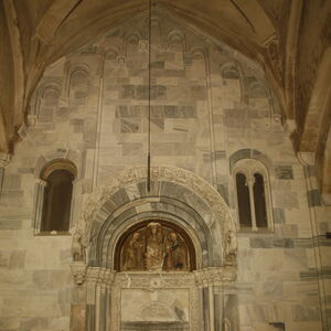 View of the west (glavni) portal of the Church of the Mother of God