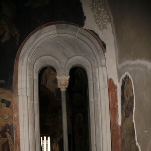 Window in the south part of the east wall of the Narthex