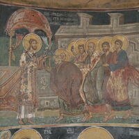 Christ commits  the apostles with bread