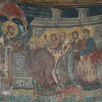 Christ commits  the apostles with wine