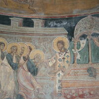 Christ commits  the apostles with bread