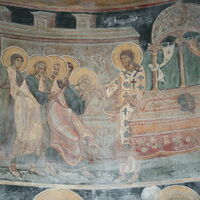 Christ commits  the apostles with bread