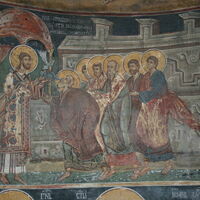 Christ commits  the apostles with wine