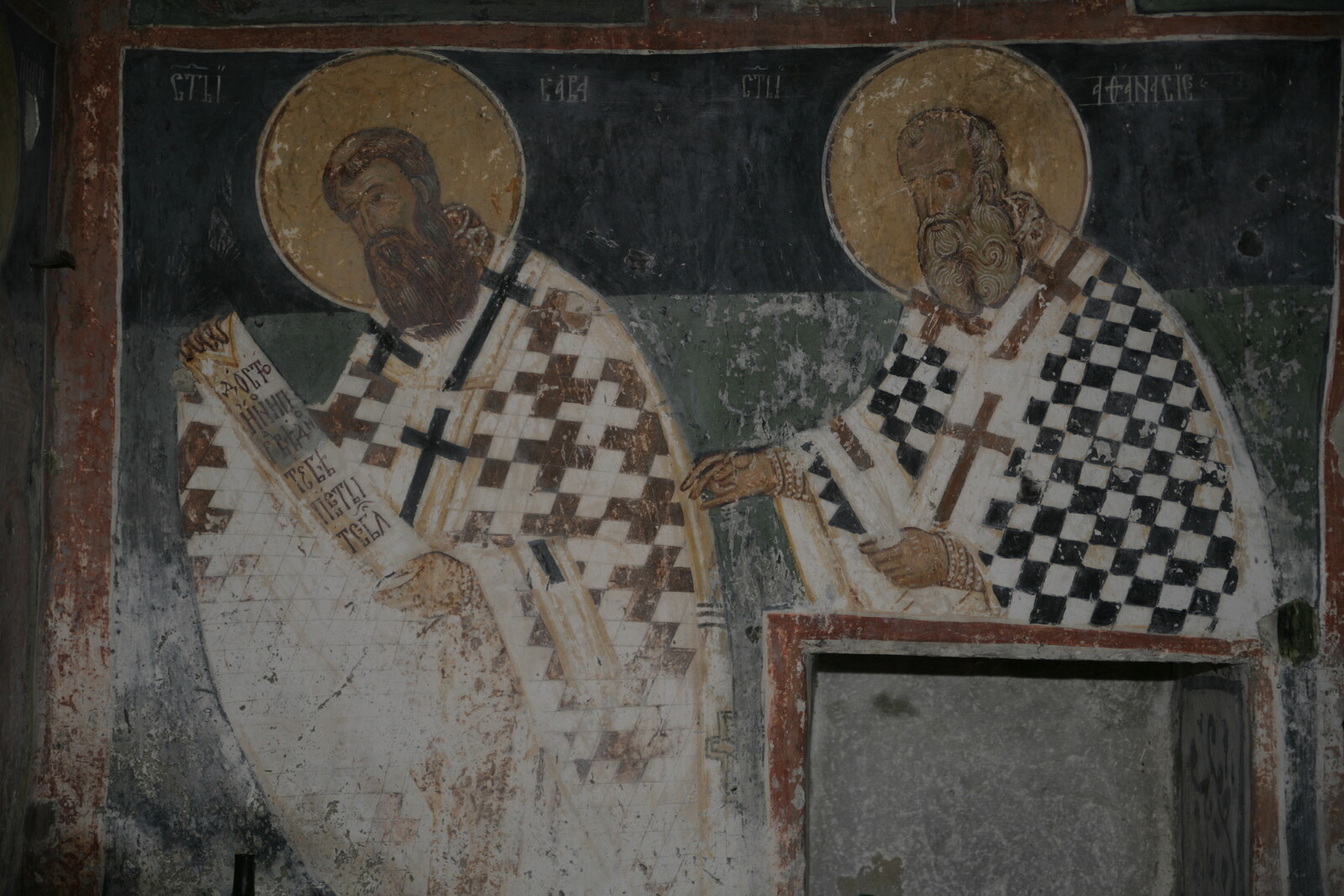 Officiating Church Fathers, detail -St. Sava Serbian and  St. Athanasius the Great