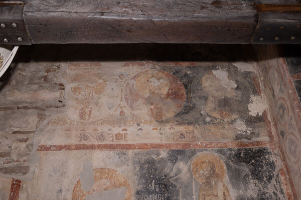 Three unidentified saints in medallions